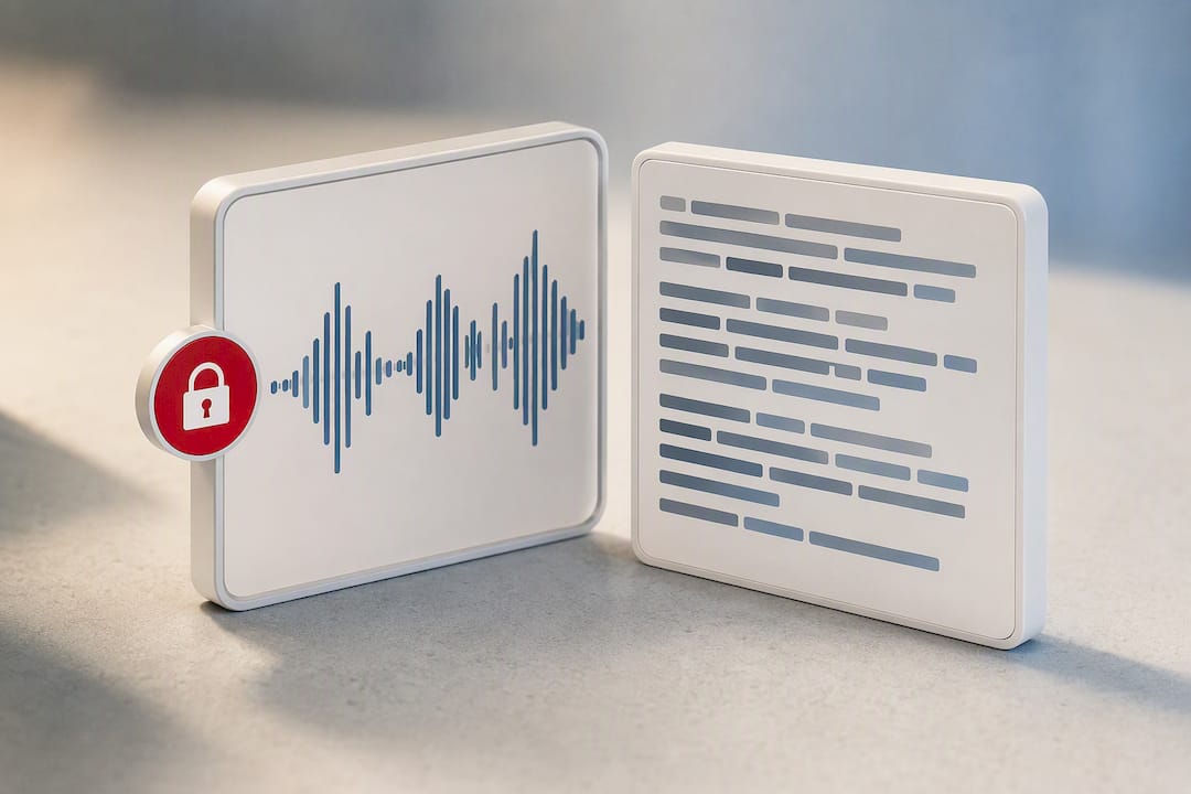 Audio attachment beside voicemail transcript