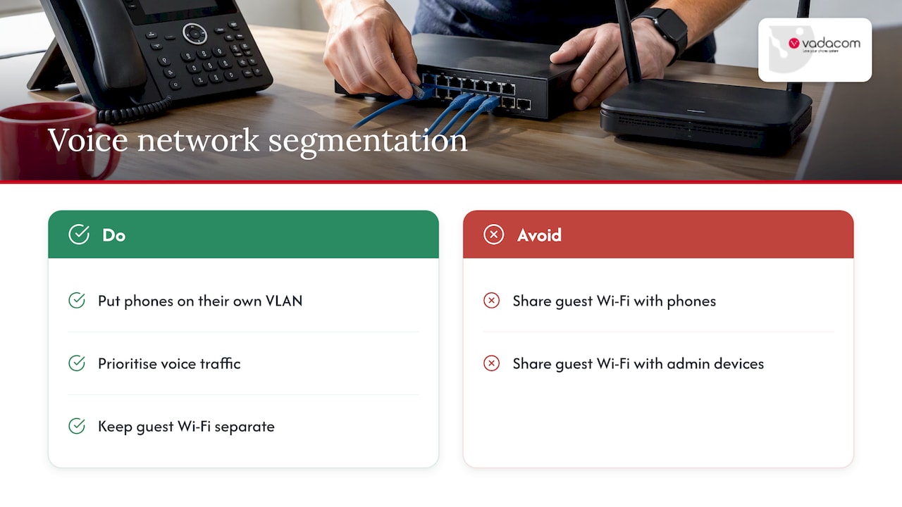 Voice VLAN separated from business and guest networks